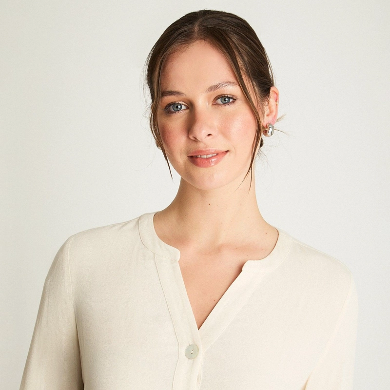 BLUSA CUELLO MAO BOTONES BEIGE - 3