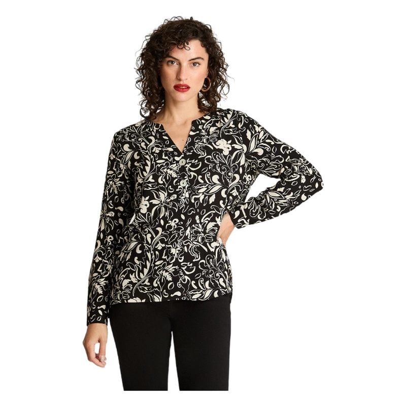 BLUSA CUELLO MAO BOTONES NEGRO - 1