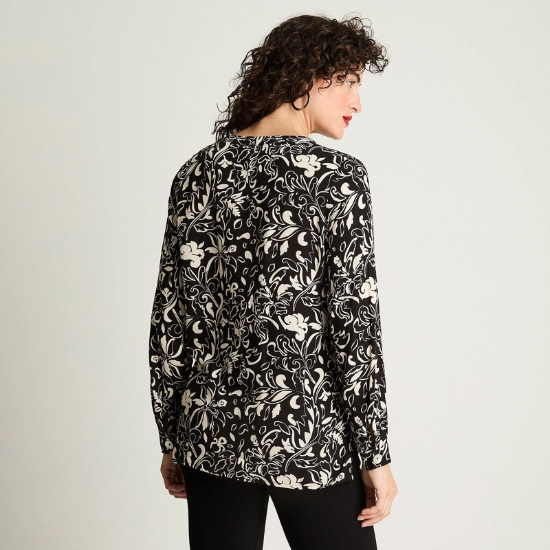 BLUSA CUELLO MAO BOTONES NEGRO - 2