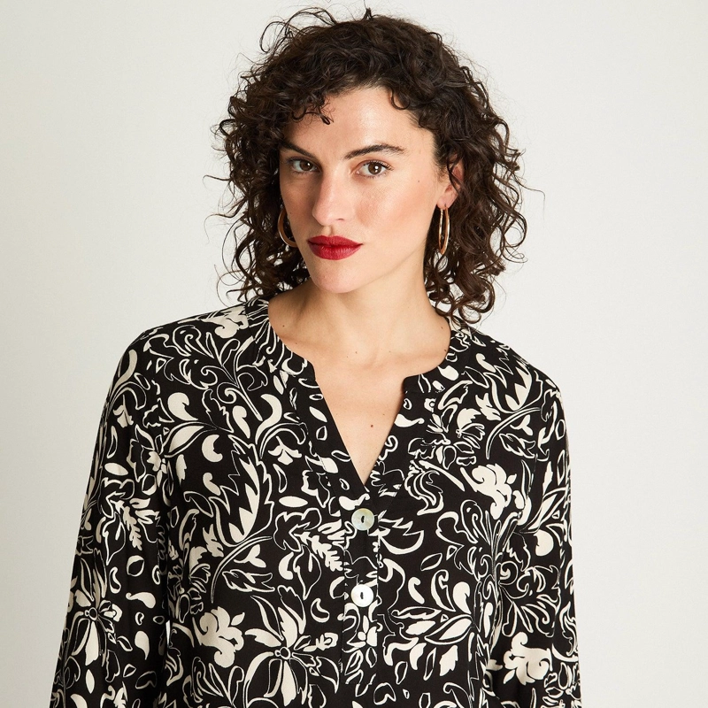 BLUSA CUELLO MAO BOTONES NEGRO - 3