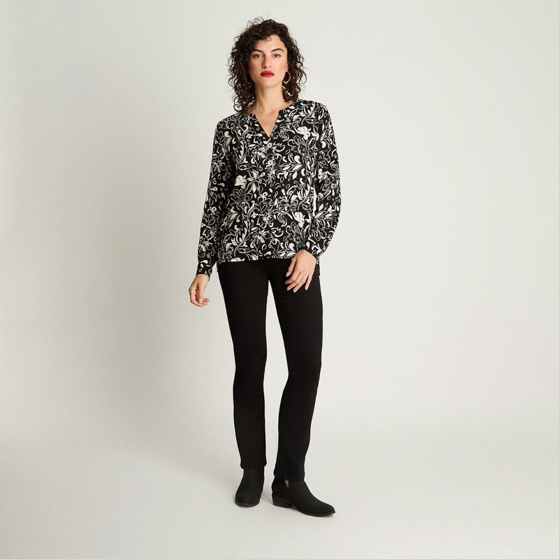 BLUSA CUELLO MAO BOTONES NEGRO - 4