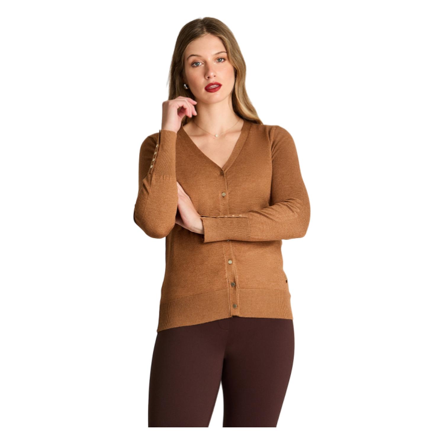 CARDIGAN MANGA LARGA CAMEL - 1