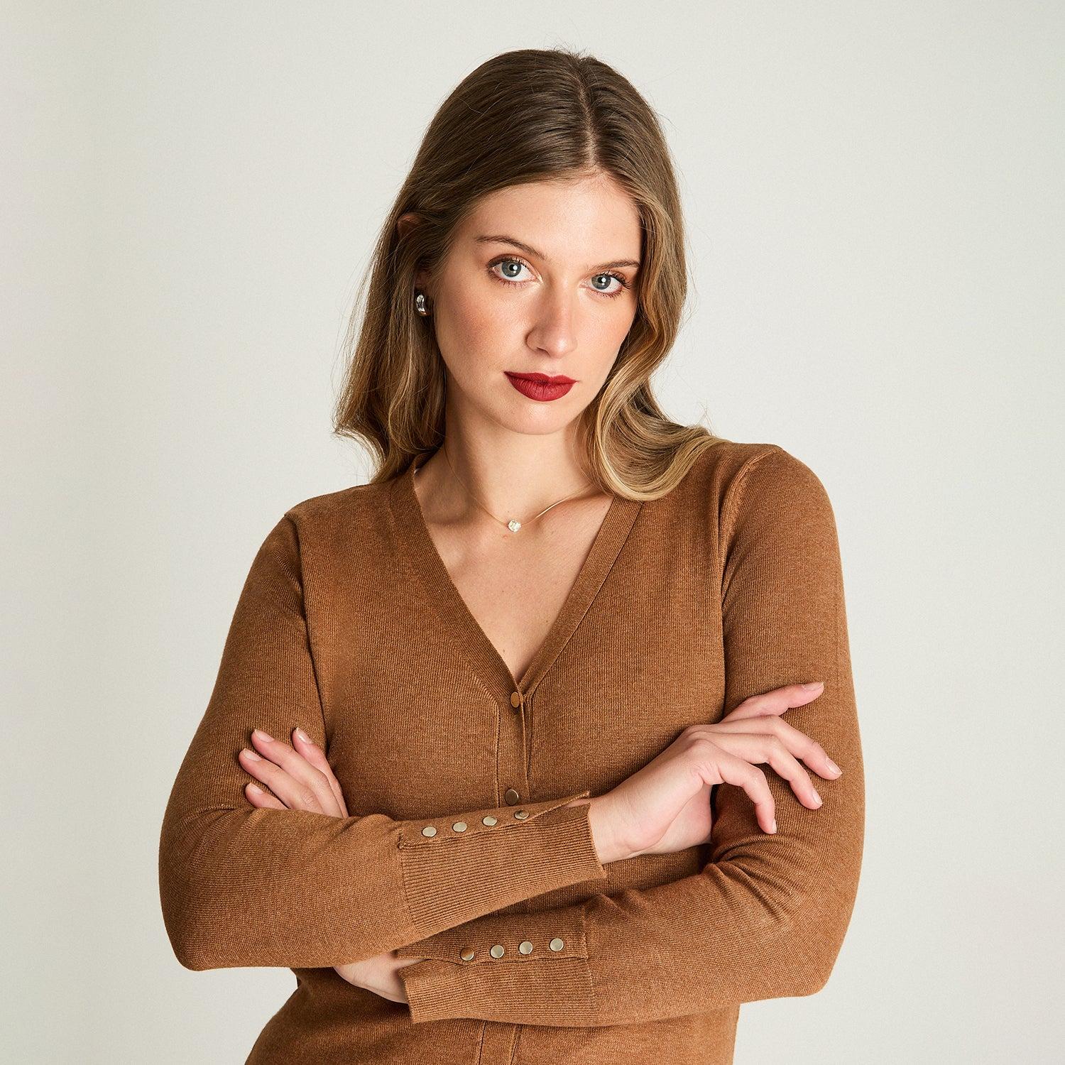 CARDIGAN MANGA LARGA CAMEL - 3