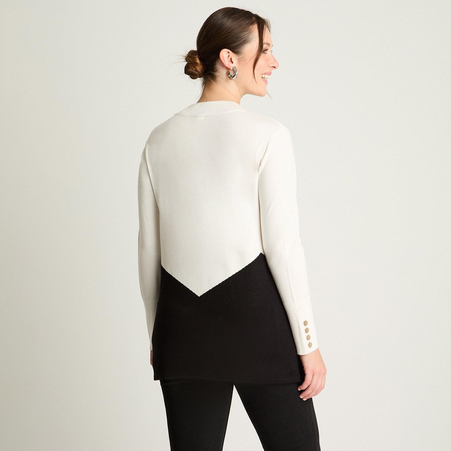 SWEATER MANGA LARGA BITONO CRUDO - 2