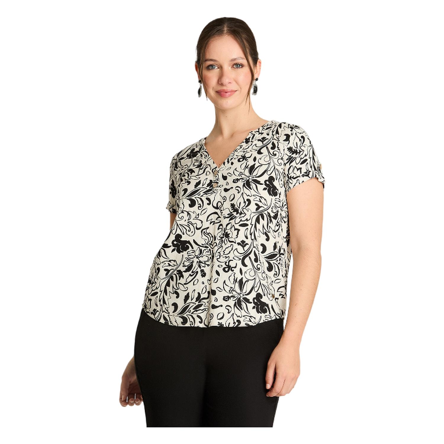 BLUSA MANGA CORTA CUELLO MAO ARENA - 1