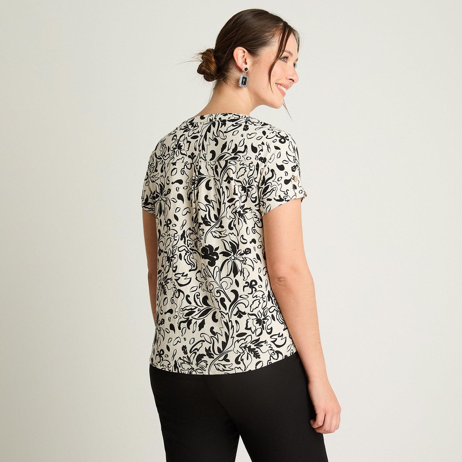 BLUSA MANGA CORTA CUELLO MAO ARENA - 2