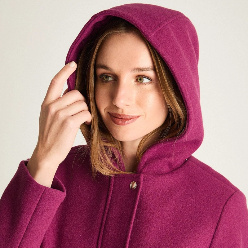 ABRIGO CON GORRO FORRADO EN PIEL MAGENTA - 2