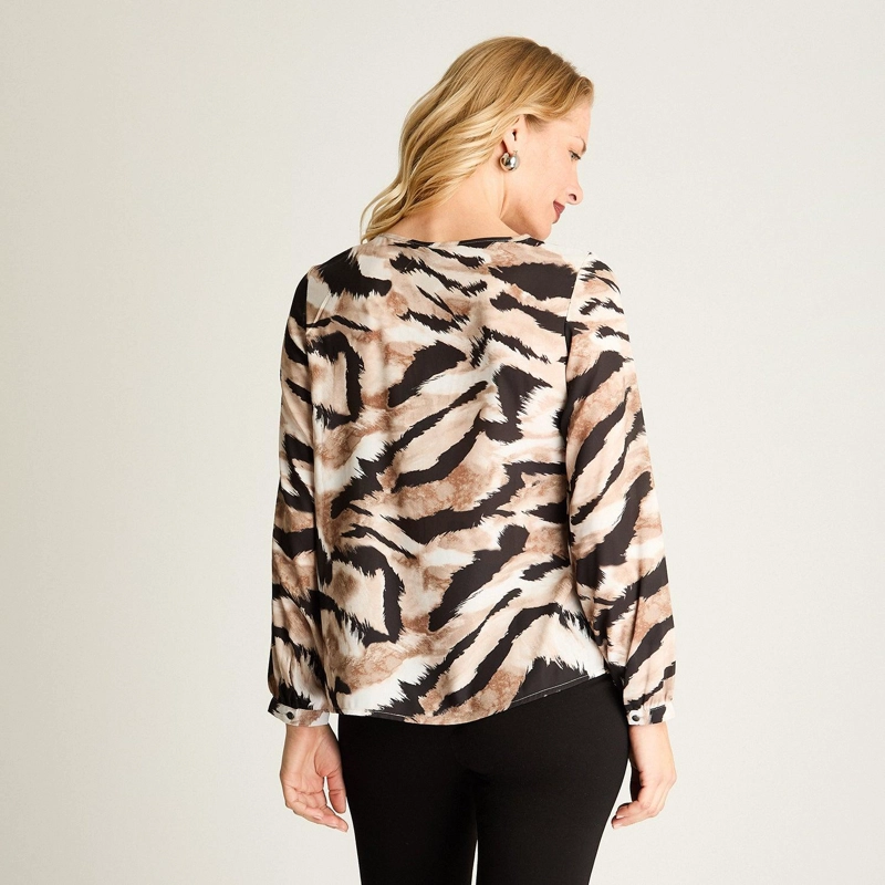 BLUSA ESCOTE REDONDO ESTAMPADA NEGRO - 2