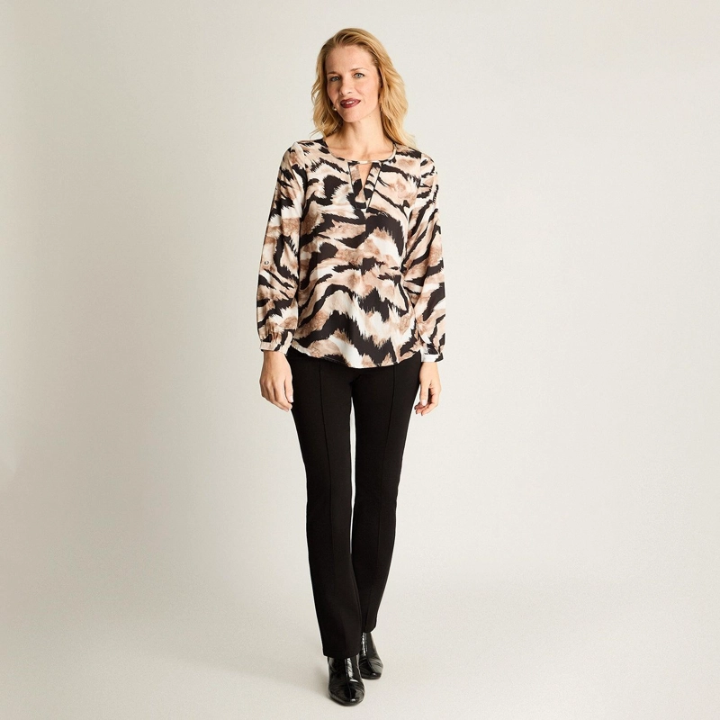 BLUSA ESCOTE REDONDO ESTAMPADA NEGRO - 4