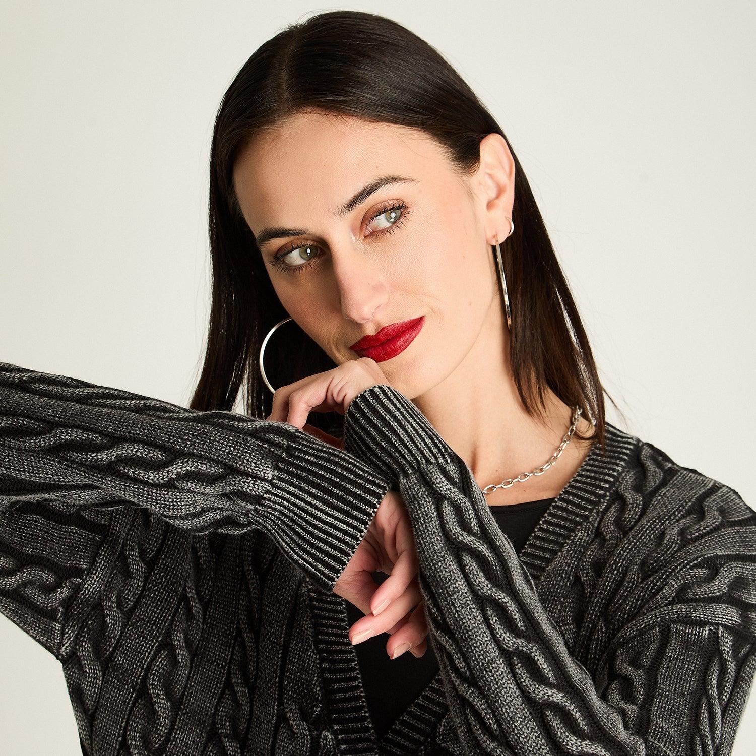 CARDIGAN TRENZADO CON BOTONES GRIS - 3