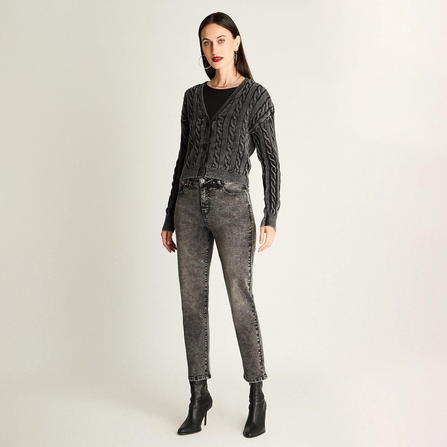 CARDIGAN TRENZADO CON BOTONES GRIS - 4