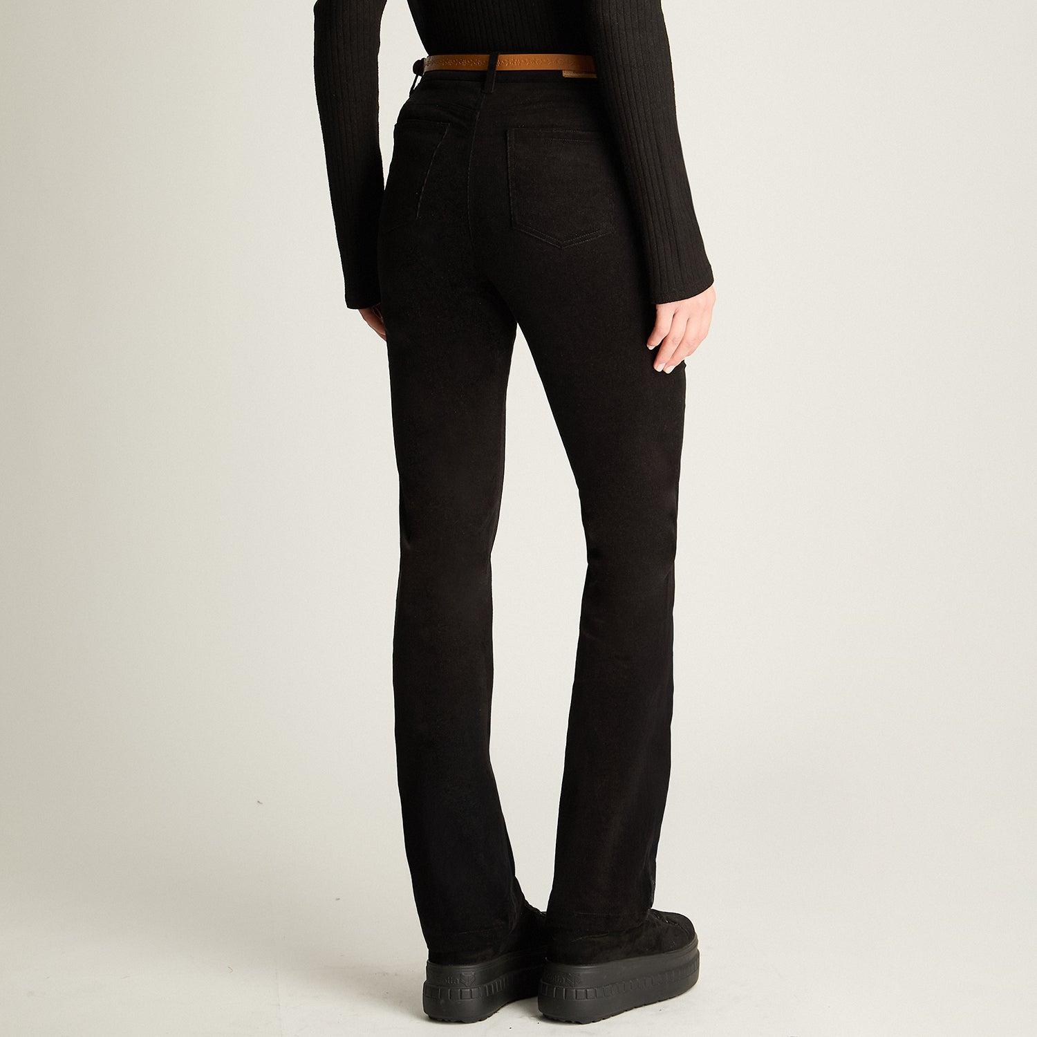 PANTALON DE COTELE 5 BOLSILLOS CON CINTURON NEGRO - 2