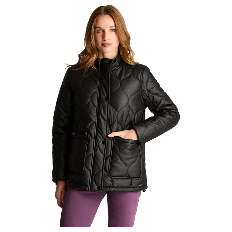 CHAQUETA ECO CUERO QUILTED NEGRO - 1
