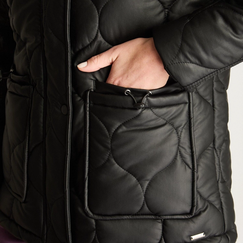 CHAQUETA ECO CUERO QUILTED NEGRO - 3