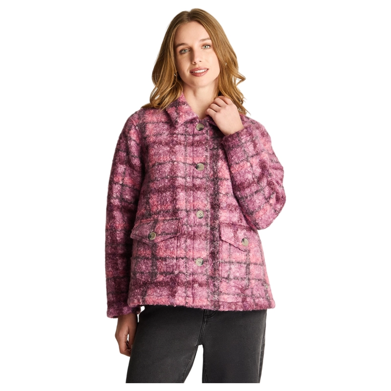 CHAQUETA BOUCLE ESTAMPADA MORADO - 1