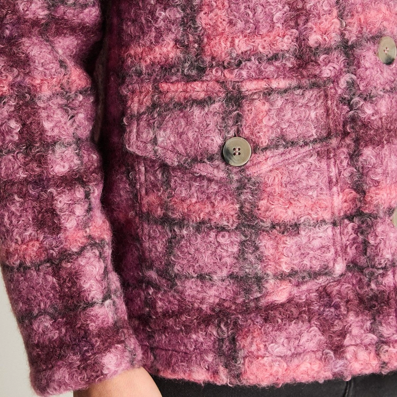CHAQUETA BOUCLE ESTAMPADA MORADO - 3