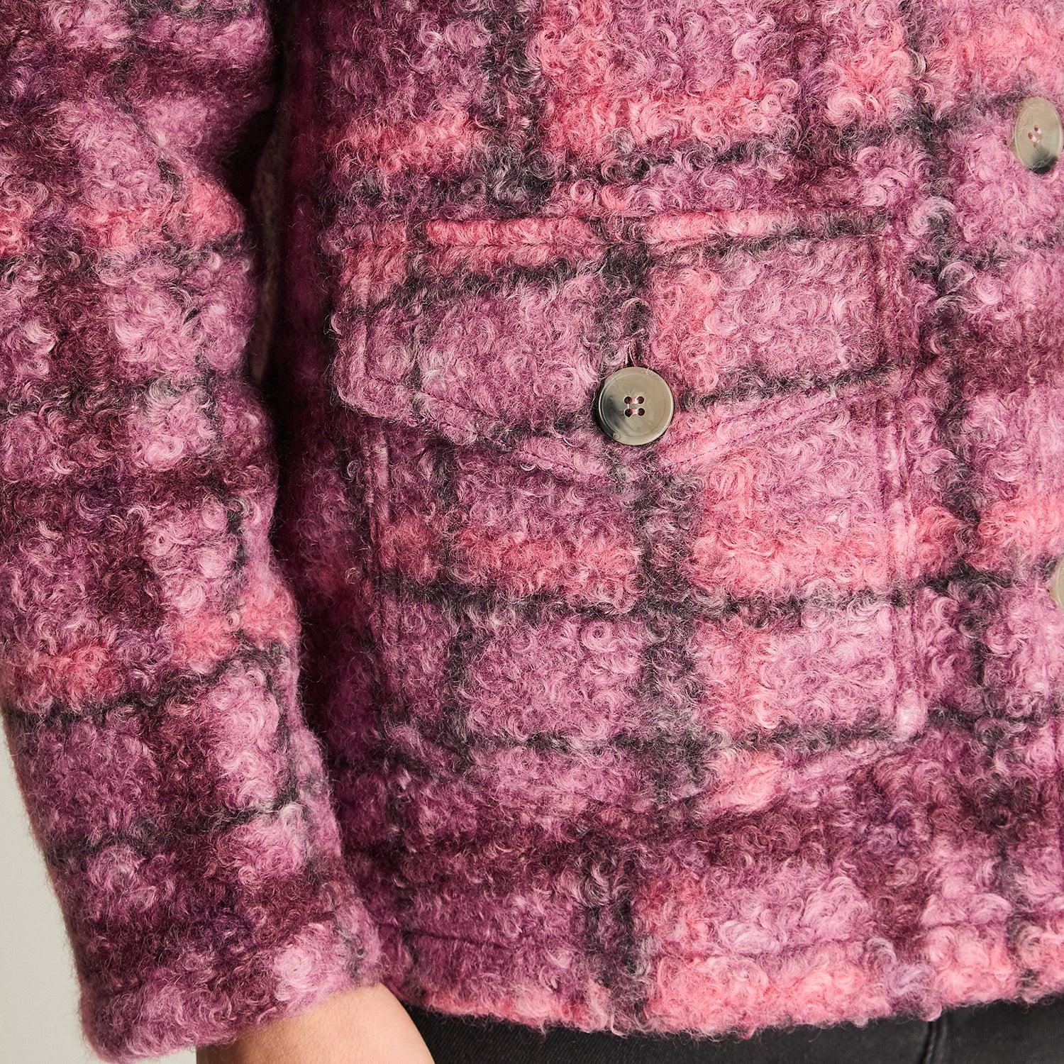CHAQUETA BOUCLE ESTAMPADA MORADO - 3