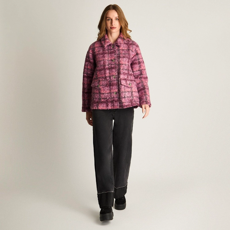 CHAQUETA BOUCLE ESTAMPADA MORADO - 4