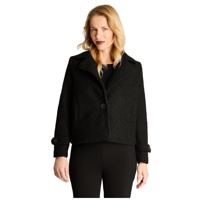 CHAQUETA NEGRA CORTA CON BOTON - 1