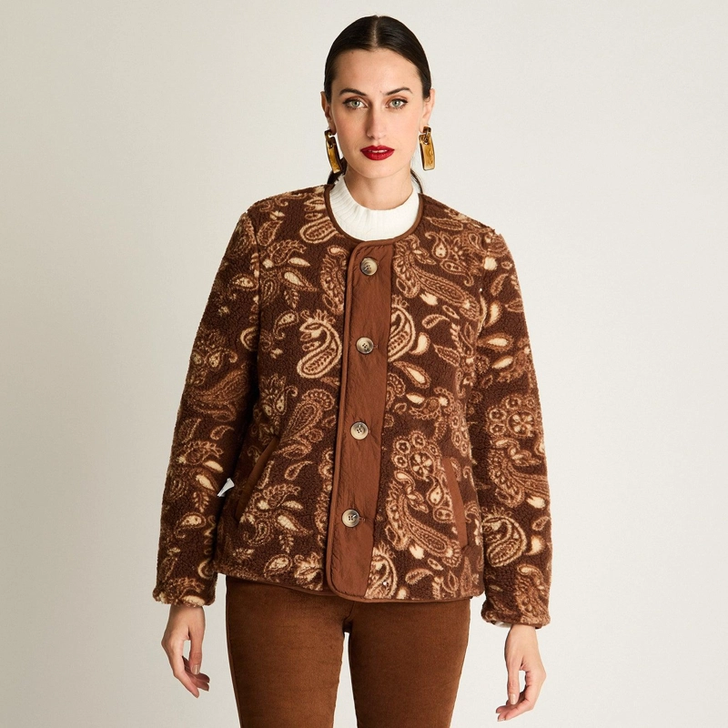 PARKA SHERPA ABOTONADA CAFE - 2