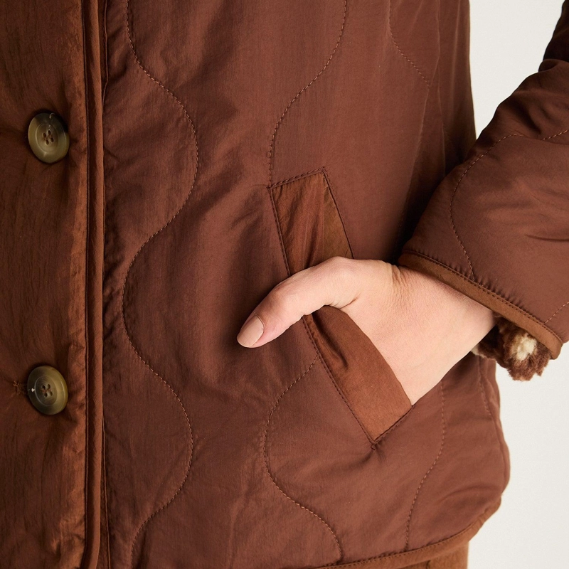 PARKA SHERPA ABOTONADA CAFE - 4