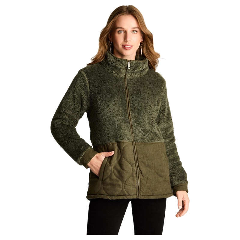 POLERON CORAL FLEECE CON DETALLES QUILTED VERDE - 1