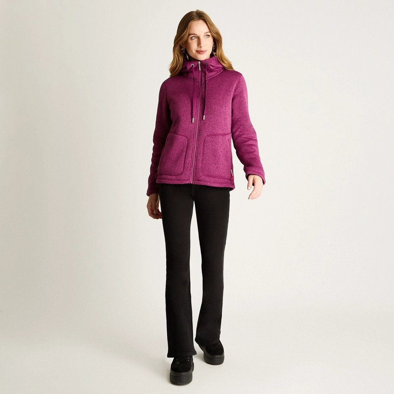 POLERON MELANGE MAGENTA CON GORRO - 4
