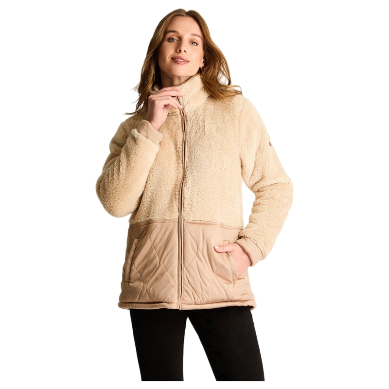 POLERON CORAL FLEECE CON DETALLES QUILTED BEIGE - 1