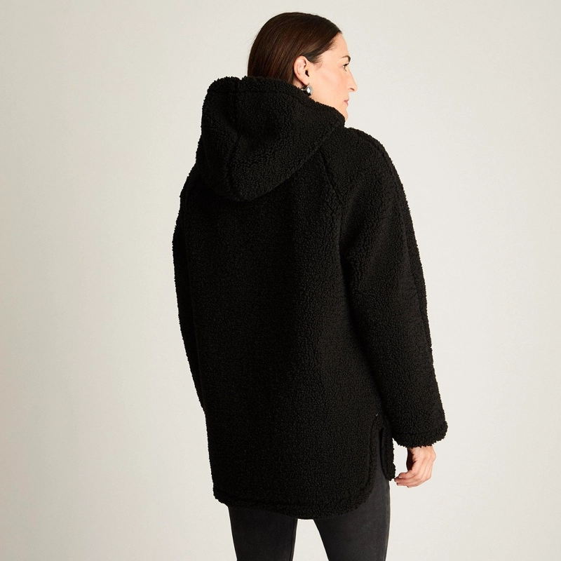 POLERON SHERPA CON GORRO Y BOLSILLOS QUILTED NEGRO - 2