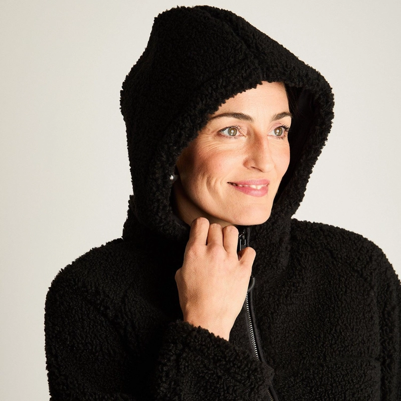 POLERON SHERPA CON GORRO Y BOLSILLOS QUILTED NEGRO - 3