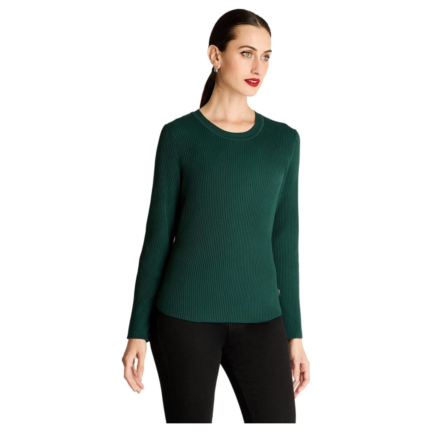 SWEATER MANGA LARGA ESCOTE REDONDO LISO VERDE - 1