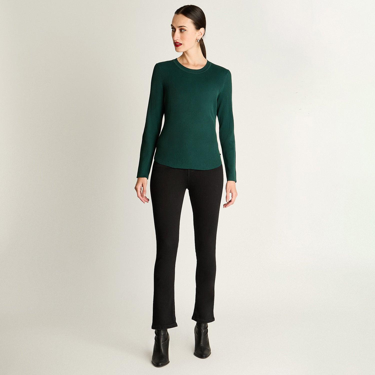 SWEATER MANGA LARGA ESCOTE REDONDO LISO VERDE - 4