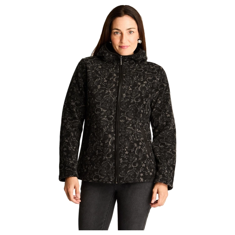 POLERON POLAR NEGRO ESTAMPADO CON DETALLES EN SUEDE - 1