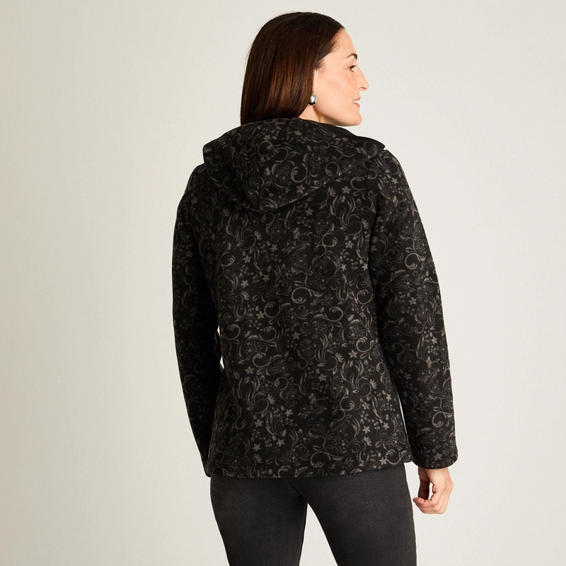 POLERON POLAR NEGRO ESTAMPADO CON DETALLES EN SUEDE - 2