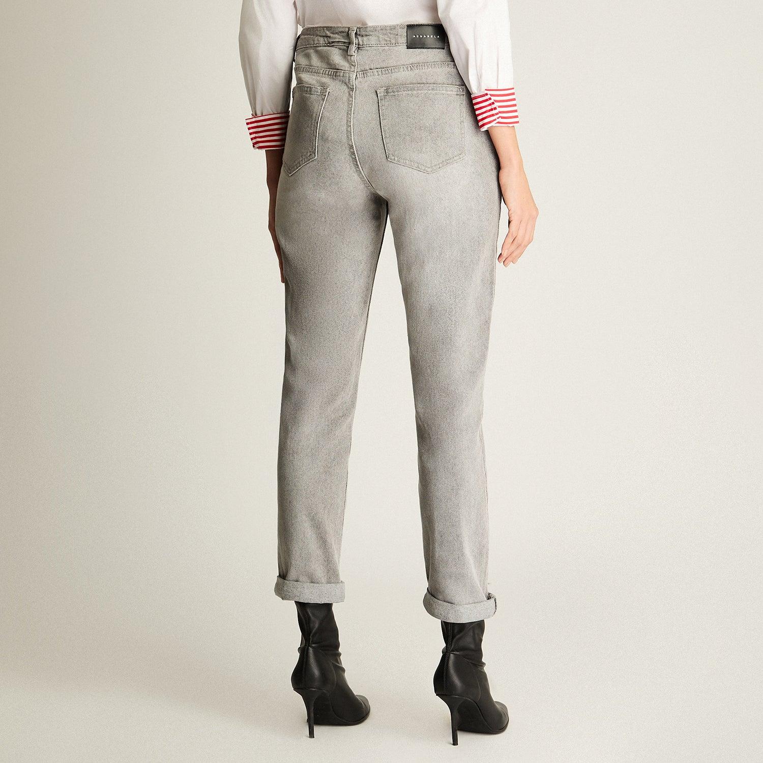 JEANS MOM CON BASTILLA DOBLADA GRIS - 2