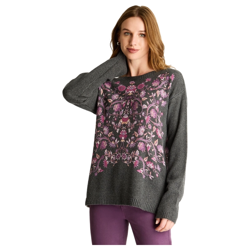 SWEATER GRIS OSCURO FOCAL PRINT - 1