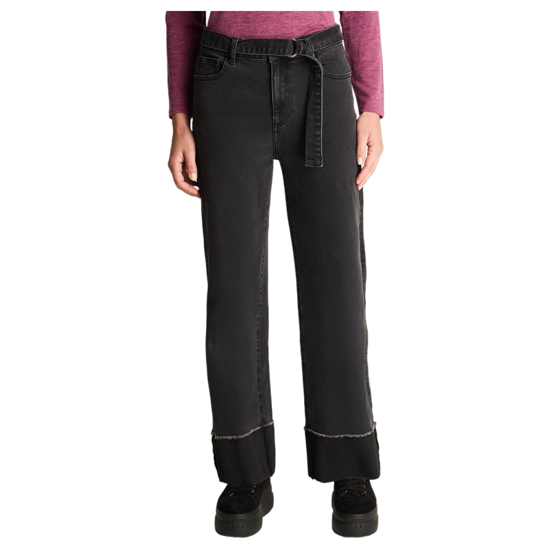PANTALON WIDE LEG CON CINTURON GRIS OSCURO - 1