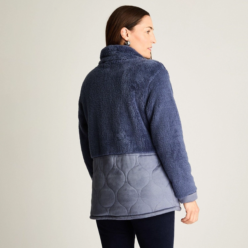 POLERON CORAL FLEECE CON DETALLES QUILTED INDIGO - 2