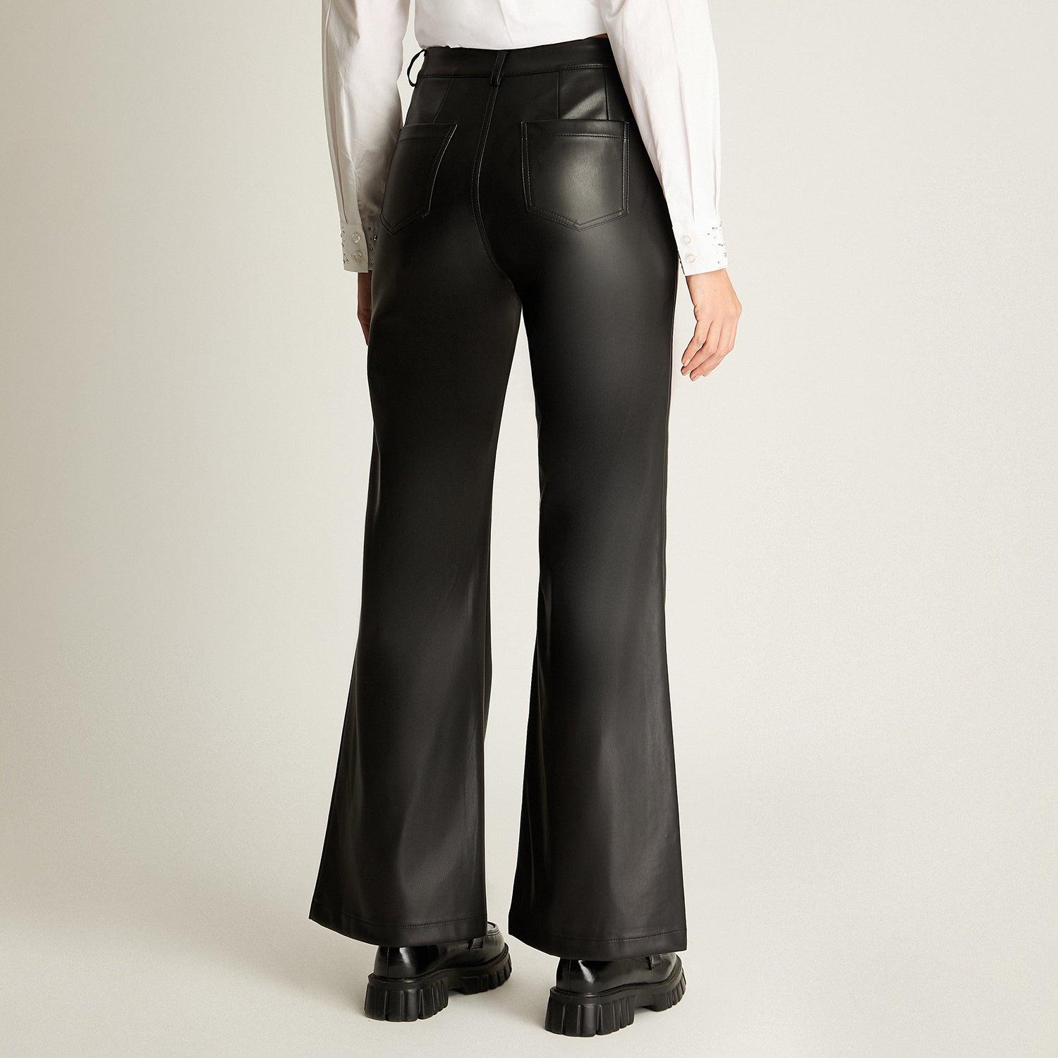 PANTALON WIDE LEG BOLSILLOS Y CIERRE METALICO NEGRO - 2