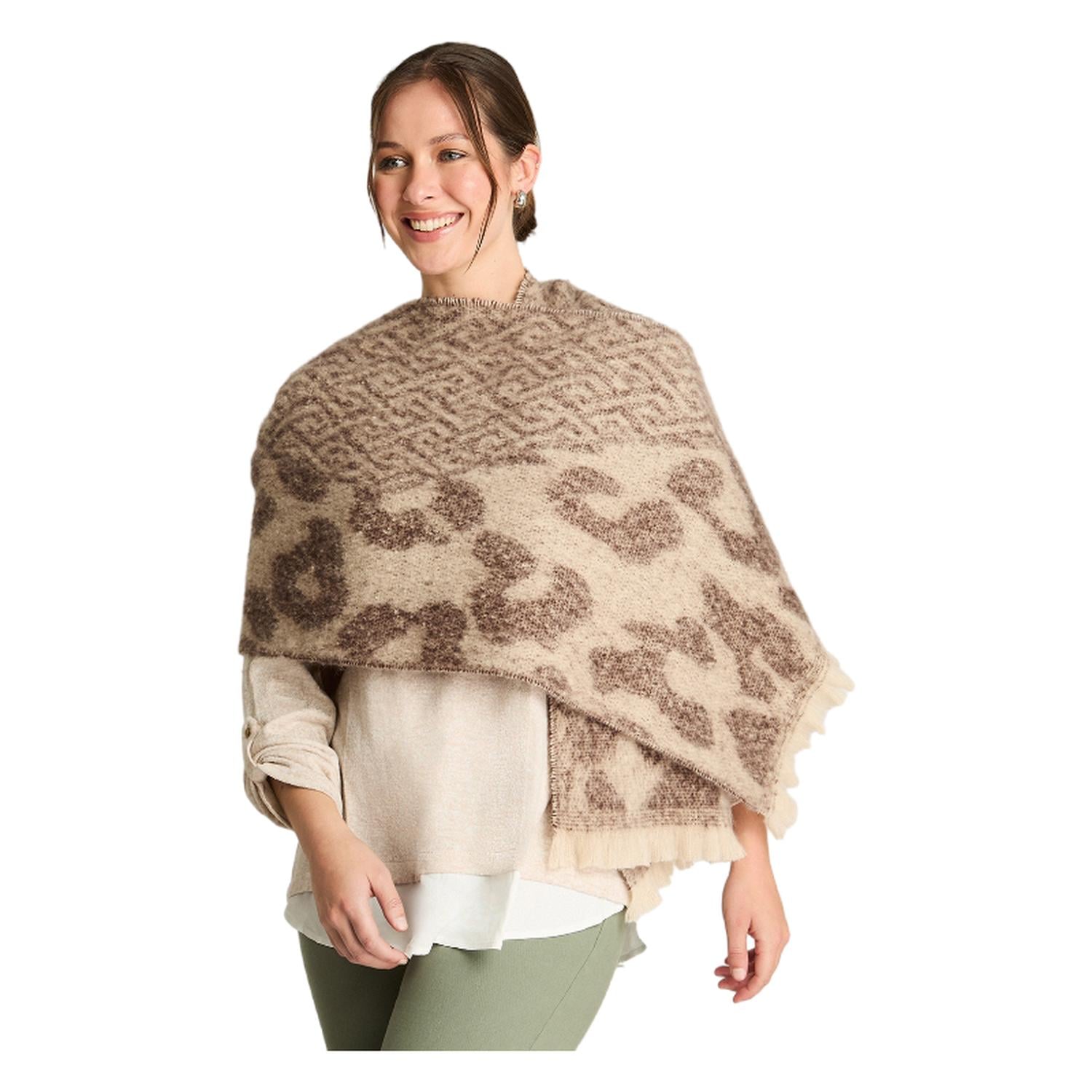 BUFANDA TEJIDA ANIMAL PRINT BEIGE - 1