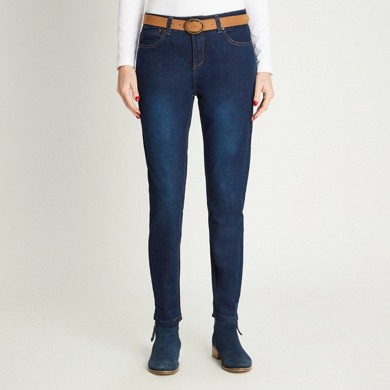 SKINNY JEANS AZUL OSCURO CON CINTURON - 1