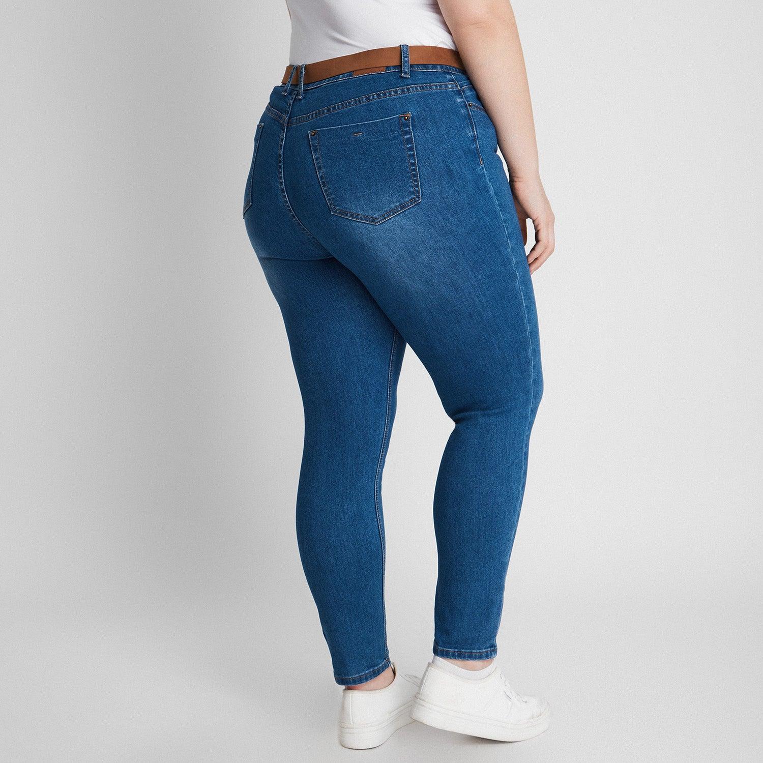 SKINNY JEANS AZUL CLARO CON CINTURÓN - 6