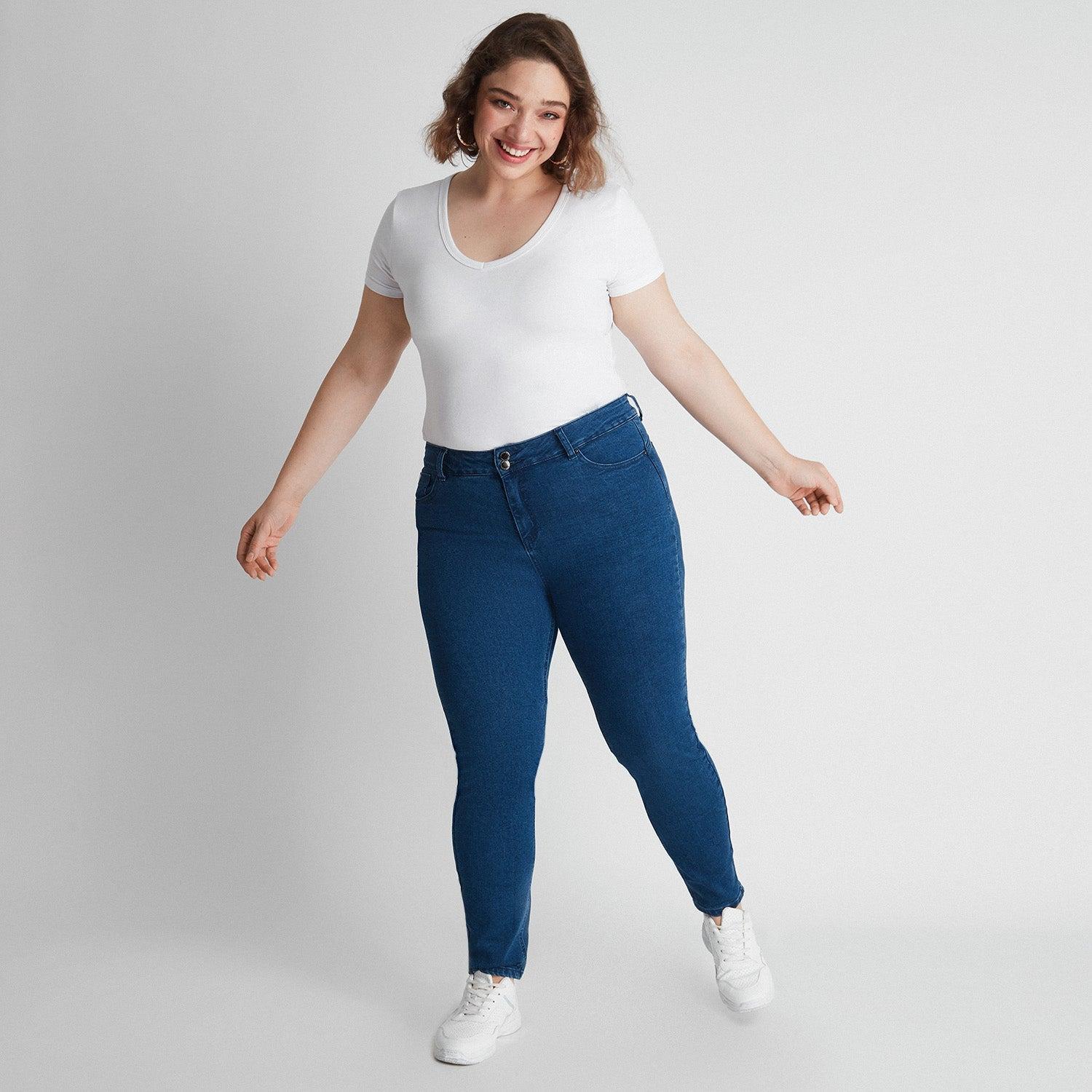 JEANS SKINNY PUSH UP CONTROL DE ABDOMEN AZUL - 4