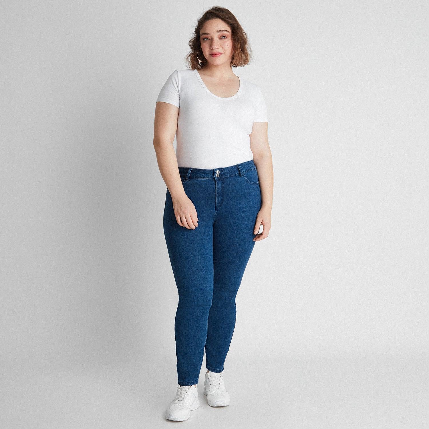 JEANS SKINNY PUSH UP CONTROL DE ABDOMEN AZUL - 7