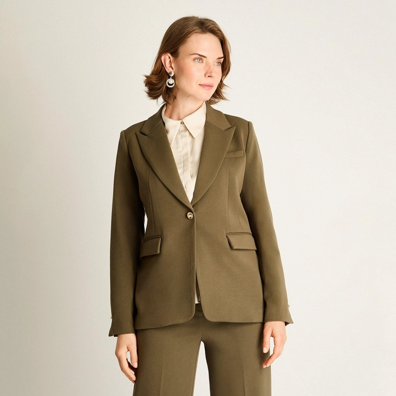 BLAZER VERDE CON FORRO Y PUÑO INTERIOR ESTAMPADO - 1