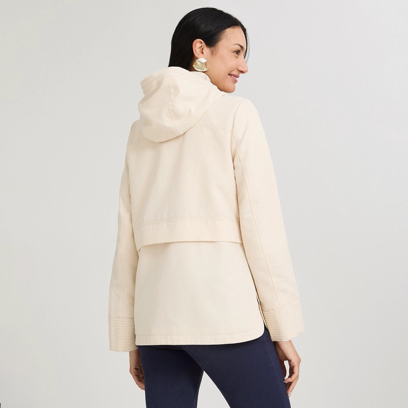 CASACA BEIGE MANGA LARGA NO ELASTICADO CON FORRO CALCE HOLGADO - 2