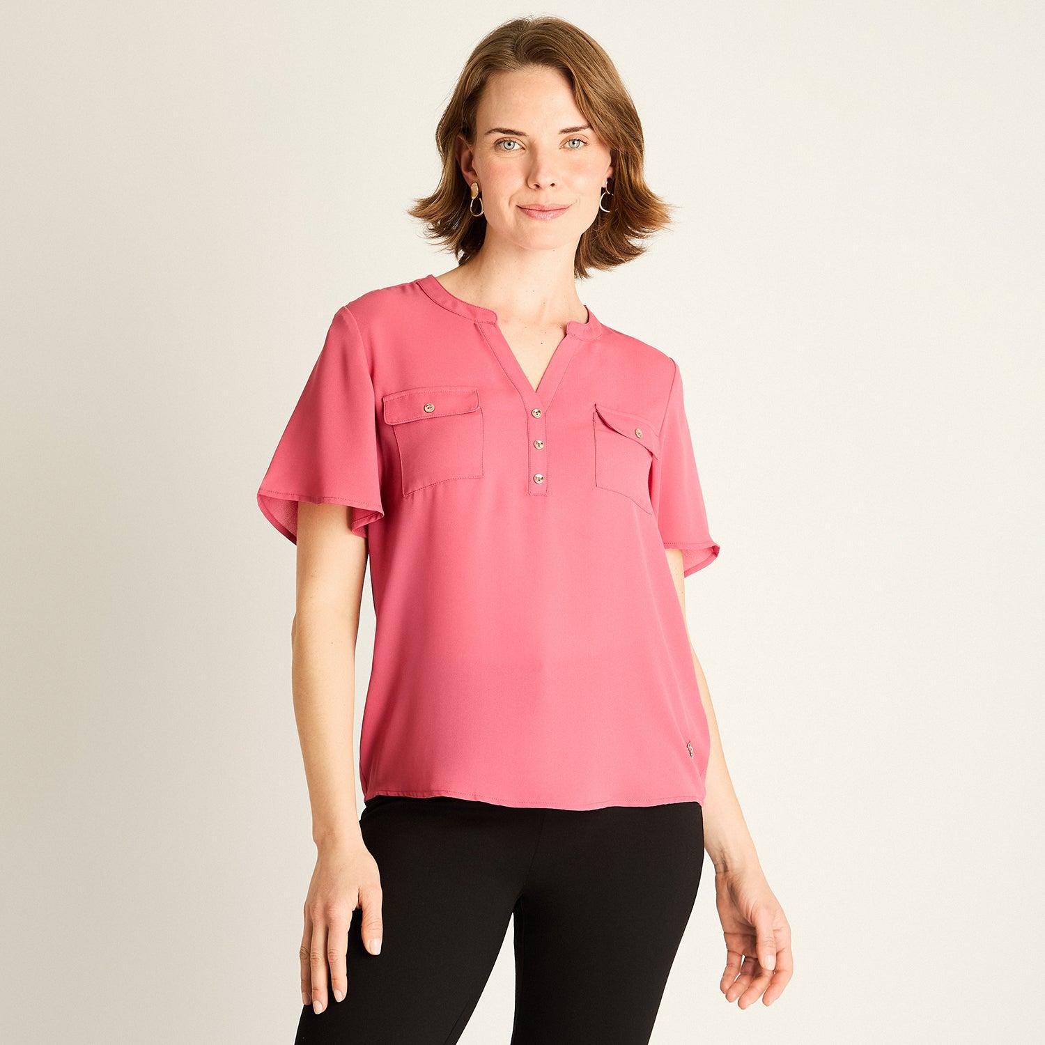 BLUSA ROSADO CON BOLSILLOS FRONTALES - 1