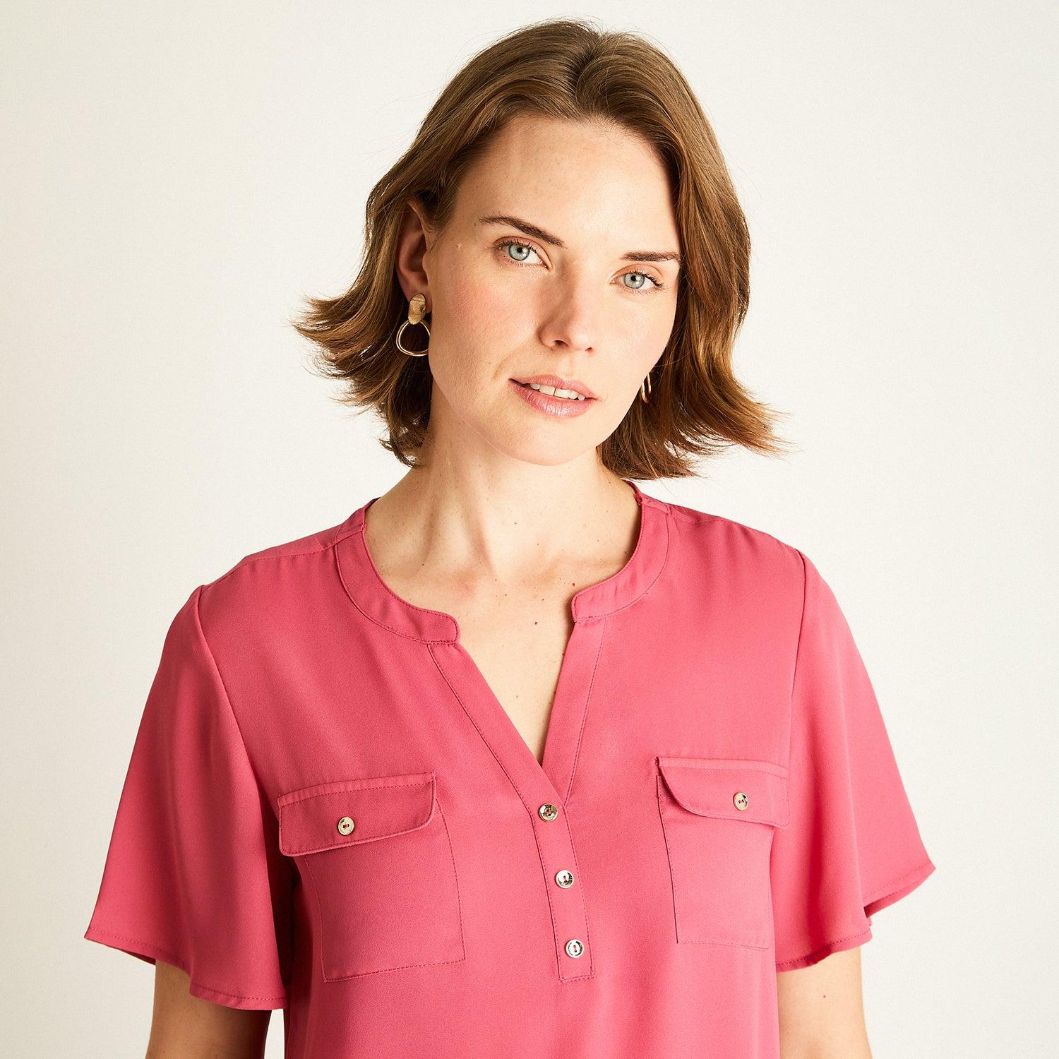 BLUSA ROSADO CON BOLSILLOS FRONTALES - 3