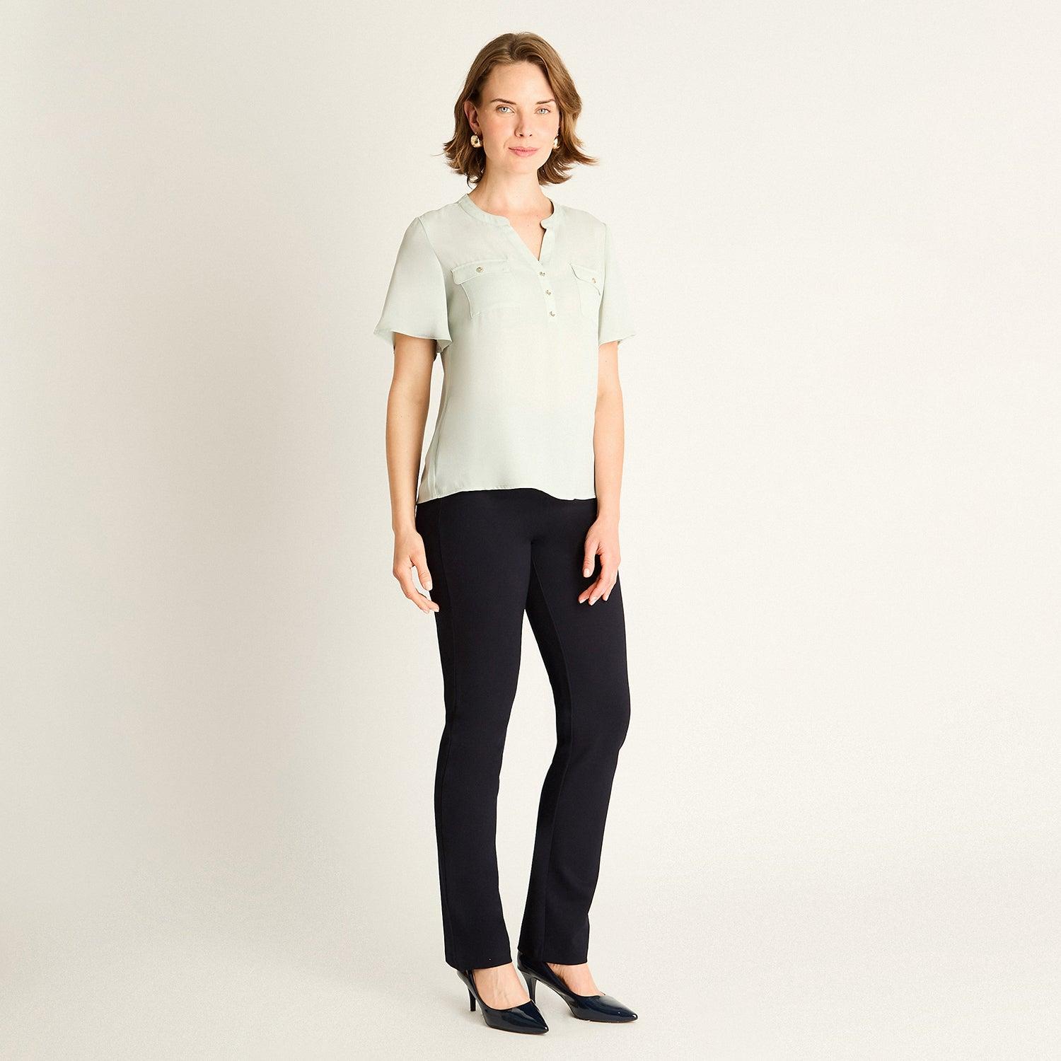 BLUSA MENTA CON BOLSILLOS FRONTALES - 4