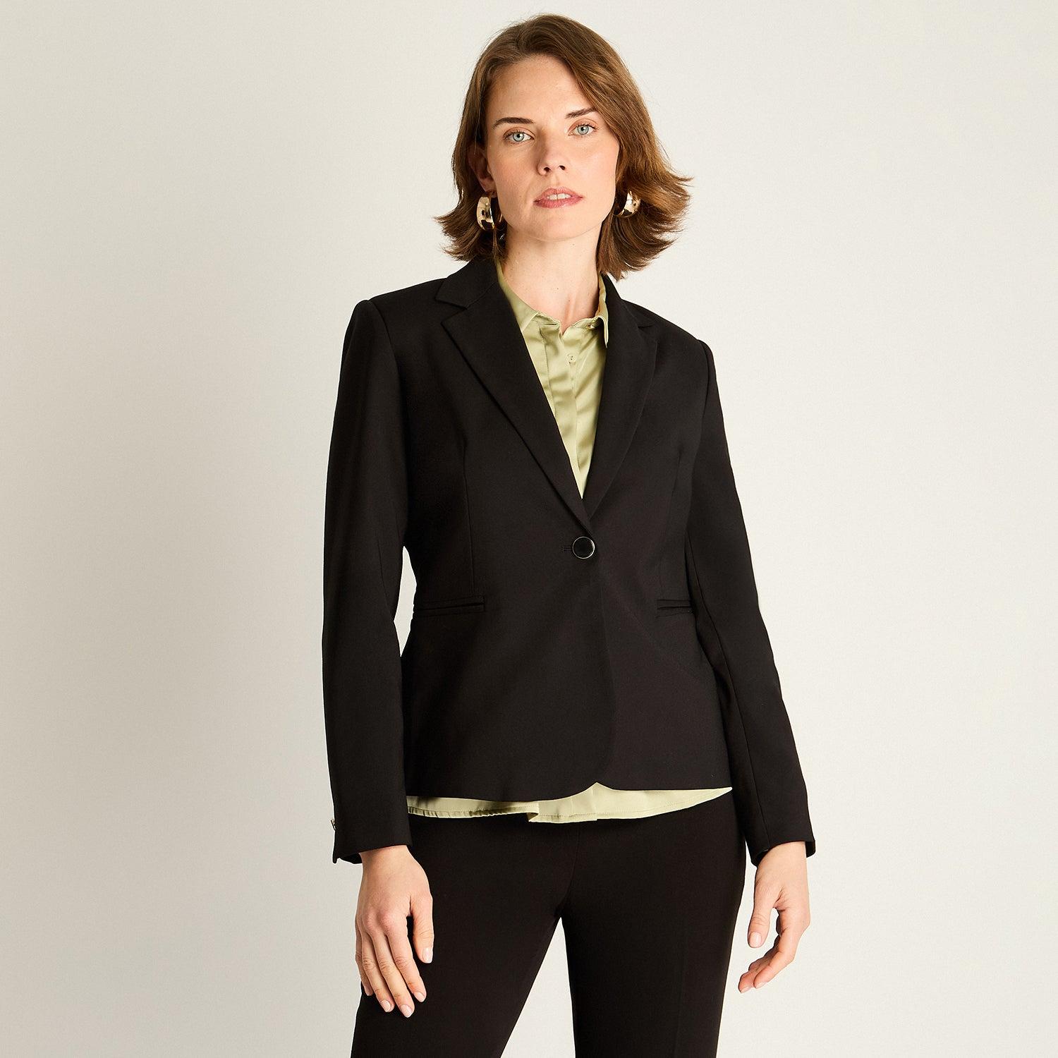 BLAZER NEGRO DE CORTE CLASICO - 1